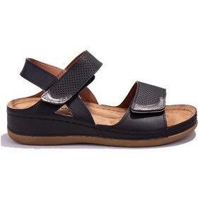 Resim Polaris 104424 Siyah Ortopedik Günlük Kadın Sandalet 001 