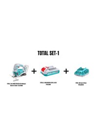 Resim Total Set-1 Lion Akülü Kömürsüz Dekupaj Testere TJSLI1008 + Li-Ion Batarya 20V 2.0AH TFBLI2001 + Akü Şarj Cihazı TFCLI2001E 