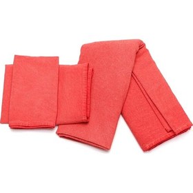 Resim Taşlanmış Mercan Denim Pamuk Runner Nar Çiçeği 