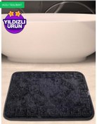Resim AYHOME Siyah Paspas Kaydırmaz Tabanlı Banyo Paspası Ayak Izli Siyah Renk Dijital Su Emici Abdest Paspası 