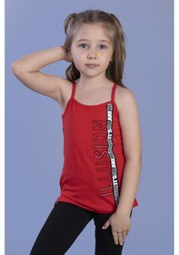 Resim Toontoy Kız Çocuk Illusion Baskılı Şerit Aksesuarlı Atlet Kırmızı 