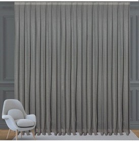 Resim Gri Keten Tül Perde Yüksek Kalite Sık Pile 1'e 3 Pile-gri Gri 