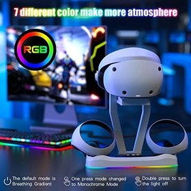 Resim Playstation VR2 için Şarj İstasyonu, Dikey Şarj Standı Dock Nefesli RGB Işık Desteği PSVR2 Tutucu Ekran Standı PS VR2 için 4 Tip-C Manyetik Adaptörlü Sense Denetleyicisi 