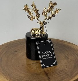 Resim Gold Oturan Geyik Heykel 