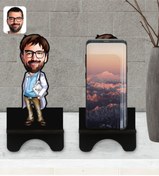 Resim Bk Gift Kişiye Özel Erkek Doktor Karikatürlü Ahşap Biblo Telefon Standı-8 