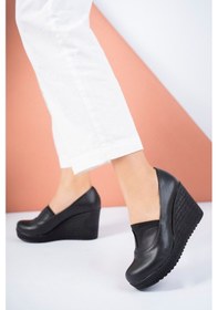 Resim EPAAVM - Dolgu Taban Lastikli Siyah Cilt Ayakkabı - İRM370101 Siyah 