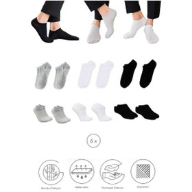 Resim Saysez Bambu Erkek Sneaker Çok Renkli Çorap Dikişsiz Görünmez Bilekte Spor Çorap Premium 6'lı Paket Çok Renkli 