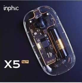 Resim İnphic X5 Kablosuz Fare Şarj Edilebilir Sessiz Kullanım 2.4g Transparan Usb Mouse- 5775 