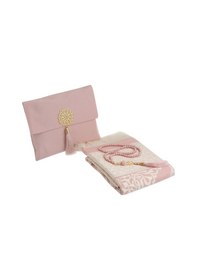 Resim Şantuk Keseli Tafta Seccade Ve İnci Vavlı Tesbih Set , Taşınabilir Namaz Seti, Pudra 