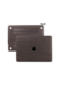 Resim Apple Uyumlu MacBook Pro Kılıf 13inç M1-m2, Wood01 Type-c'li Model A2338 A2289 A2251 A1706-08 A1989 A2159 İle Siyah 