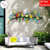Resim [2D Düz] Canlı Akrilik Kuş ve Dal Duvar Sanatı - Bahçe, Patio, Oturma Odası için Renkli Metal Dış Mekan Dekoru - Kolay Asma, Güç Gerektirmez, Dış Mekan Duvar Dekoru 