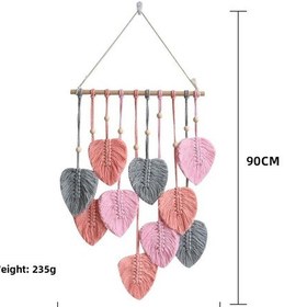 Resim Hombey Pembe El Dokuma Pamuk İp Yaprak Desenli Boho Stili Duvar Dekoru - Ev Dekorasyonu Odalarınız İçin Hafif Ve Çok Amaçlı Duvar Örtüsü 