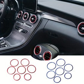 Resim 7 adet/takım Hava Çıkışı Çıkartması/Gösterge Paneli Hava Çıkışı Süsleme Halkası Çıkartması Mercedes Benz C Sınıfı W205 GLC X253 2015-2021 için 