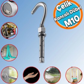 Resim Nzb Kancalı Çelik Dübel Hamak Salıncak Boks Torbası Lamba Avize Için Gömlekli Açık Ağız Kanca M10 