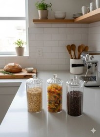 Resim Morponi 3'lü Borosilikat Cam Optik Çizgili Papatya Kavanoz Seti 750 Ml Şeffaf 