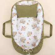 Resim Babynest ve Yastık- Çift Taraflı - Koyu Fıstık Yeşili Müslin - Koala 