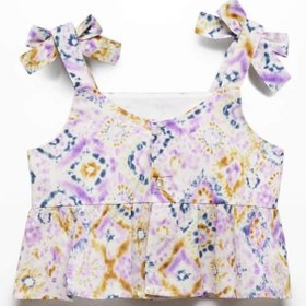 Resim MANGO Kids Bağ Detaylı Desenli Bluz 