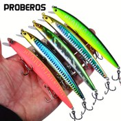 Resim Proberos 1/5 Adet Gerçekçi Uzun Atım Minnow Balık Yemi, 12.5cm/4.92in, 16g - 3D Gözler ve 3X Üçlü Kanca ile Batan Crank Bait 