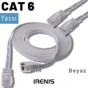 Resim Irenis CAT6 Kablo Yassı Ethernet Network Lan Ağ İnternet Kablosu 10 M Beyaz 