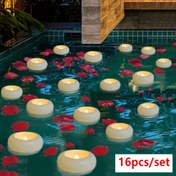 Resim 16'lı Yüzen Alevsiz Mumlar, Kokusuz LED Çay Mumları, Puanlı Titreşimli Işık, Havuz/Bathtub ve Vazo Orta Süslemeleri için, Düğünler & Romantik İtiraf için Mükemmel 