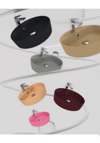 Resim Creavit Loop LP146-00MB00E Masa Üstü Çanak Lavabo Extra Mat Beyaz 45 CM 