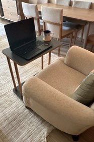 Resim Evnalia Ahşap Ayaklı Ahşap Tabla C-Sehpa Zigon Yan Koltuk Laptop Servis Sehpası Zigon Antrasit Gri 35x60 