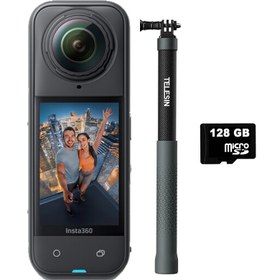 Resim Insta360 X5 İnvisible 120cm Carbon Selfie Stick Bundle (128GB Hafıza Kartı Dahil) 