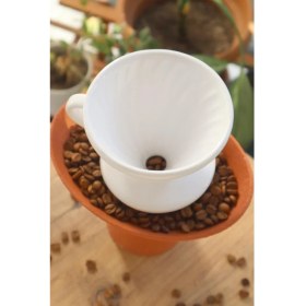 Resim Mujo Coffee Seramik V60 Filtre Kahve Demleme Beyaz Renk 