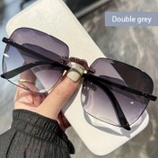 Resim Tek Çerçevesiz Kenar Kesimli Parlak Gözlükler, PC Çerçeve Moda Tarzı Trend Gradyan Lenslerle 