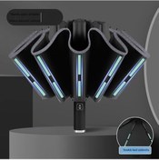 Resim Fochsia Kompakt Rüya Siyahı 3 Katlı Otomatik Ters Şemsiye - Uv Koruma Su Geçirmez Katlanır 