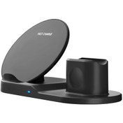 Resim Reedark 3'lü Kablosuz Şarj Cihazı, Telefon Saat Kulaklık Uyumlu, Hızlı Şarj, Type-c Girişli, Şarj Standı Siyah 