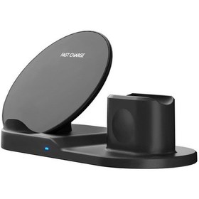 Resim Reedark 3'lü Kablosuz Şarj Cihazı, Telefon Saat Kulaklık Uyumlu, Hızlı Şarj, Type-c Girişli, Şarj Standı Siyah 