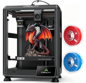 Resim Creality K2 Se 3D Yazıcı, Pla Filamanlı 2 kg (Rastgele Renk), Çok Renkli Baskıyı Destekler, Cfs Gerektirir, 500 Mm/s Yüksek Hızlı Baskı, Otomatik Seviyelemeli Baskı Hacmi 220 x 215 x 245 mm 