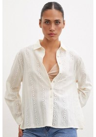 Resim Never More Fisto İşlemeli Gömlek Krem 