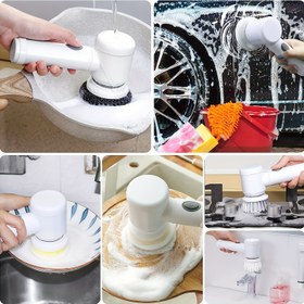 Resim 5 Değiştirilebilir Fırça Başlıklı Kablosuz Motorlu Döner Temizlik Fırçası - Ergonomik Sap, Küvetler, Zeminler, Fayanslar, Banyolar, Pencereler için Çok Yüzeyli Sünger - Güç Kablosu Gerekmez, Ev ve Dış Mekan Kullanımı İçin Çok Yüzeyli Temizleme Aracı, Çok Yönlü Ovma Cihazı | Şık Sap Tasarımı | Yüksek Ovma Verimliliği, Fırça Temizleme Aleti 