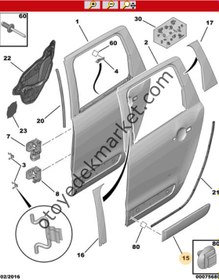 Resim Citroen C3 (2010-2016) Sağ Arka Kapı Çıtası (Orijinal) 