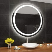 Resim Mirrorland 70 cm Çapında Beyaz LED Işıklı Kumlamalı LED Ayna / Dekoratif Ayna / Banyo Aynası /yuvarlak Ayna/ışıklı Ayna 