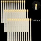 Resim 36 adet Alevsiz LED Konik Mumlar - 27.94cm Pil ile Çalışan Sıcak Beyaz Titrek Mumlar İç Mekan Dekoru için, Tatiller, Düğünler ve Ev Dekorasyonu için Mükemmel 