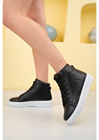 Resim Tomiross Kadın Günlük Yarım Boğazlı Spor Sneaker Ayakkabı Siyah - Beyaz 