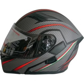 Resim Jekai Jk-21 902 Model Güneş Vizörlü Çenededen Açılır Kask - Gri/kırmızı Karbon Desenli - M 