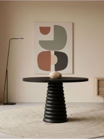 Resim Spirra Yuvarlak Ahşap Yemek Masası 100x100 Siyah 