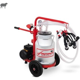 Resim Tamam Ecomini İkili Koyun Süt Sağma Makinesi Alüminyum Güğüm-kauçuk Memelik Kuru Pompa 