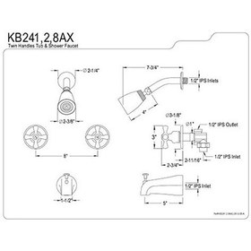 Resim Kb248ax Çift Saplı Küvet Ve Duş Bataryası Dekorlu Çapraz Kulp, Nikel, 12,5 Cm Musluk Erişimi 