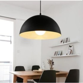 Resim Riolight Retro Siyah Içi Beyaz Tekli Metal Sarkıt Çap: 30Cm (538286474) 