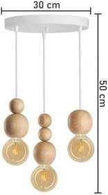 Resim Ahşap Detaylı Modern Bohem Rustik Sarkıt Avize Şık Ve Doğal Tasarım Salon Oturma Odası (Beyaz-Ahşap) 