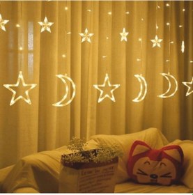 Resim Luz&pos Ay Ve Yıldız Figürlü Kumandalı 12 Sarkıtlı 120 Led Dekor Işık Dekoratif Ortam Ve Masaüstü Çok Renkli 