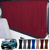 Resim Oto Pandami Volkswagen T4 - Transporter / Caravelle Uzun Şase 1990-2003 Uyumlu Bordo Raylı Oto Perde Takımı 