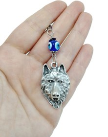 Resim biuti Üç Boyutlu Kurt Nazar Boncuğu Dikiz Ayna Süsü Metal Hediyelik Aksesuar 