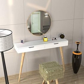 Resim Karina Aynalı Masif Ayaklı Çekmeceli Makyaj Masası 