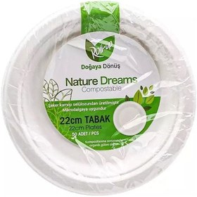 Resim Roll-up Nature Ekolojik Karton Kağıt Parti Tek Kullanımlık Tabak - 22 Cm. - 50 Adetlik 3 Paket 